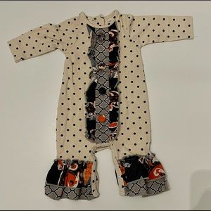 Ricrac & Ruffles Cream and Black Polka Dot Romper